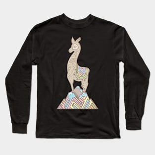 Proud Llama Pattern - Pastel Kids Colors Long Sleeve T-Shirt